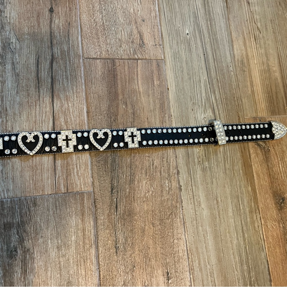 Black Belt with Heart and Cross Accents - Picture 3 of 3